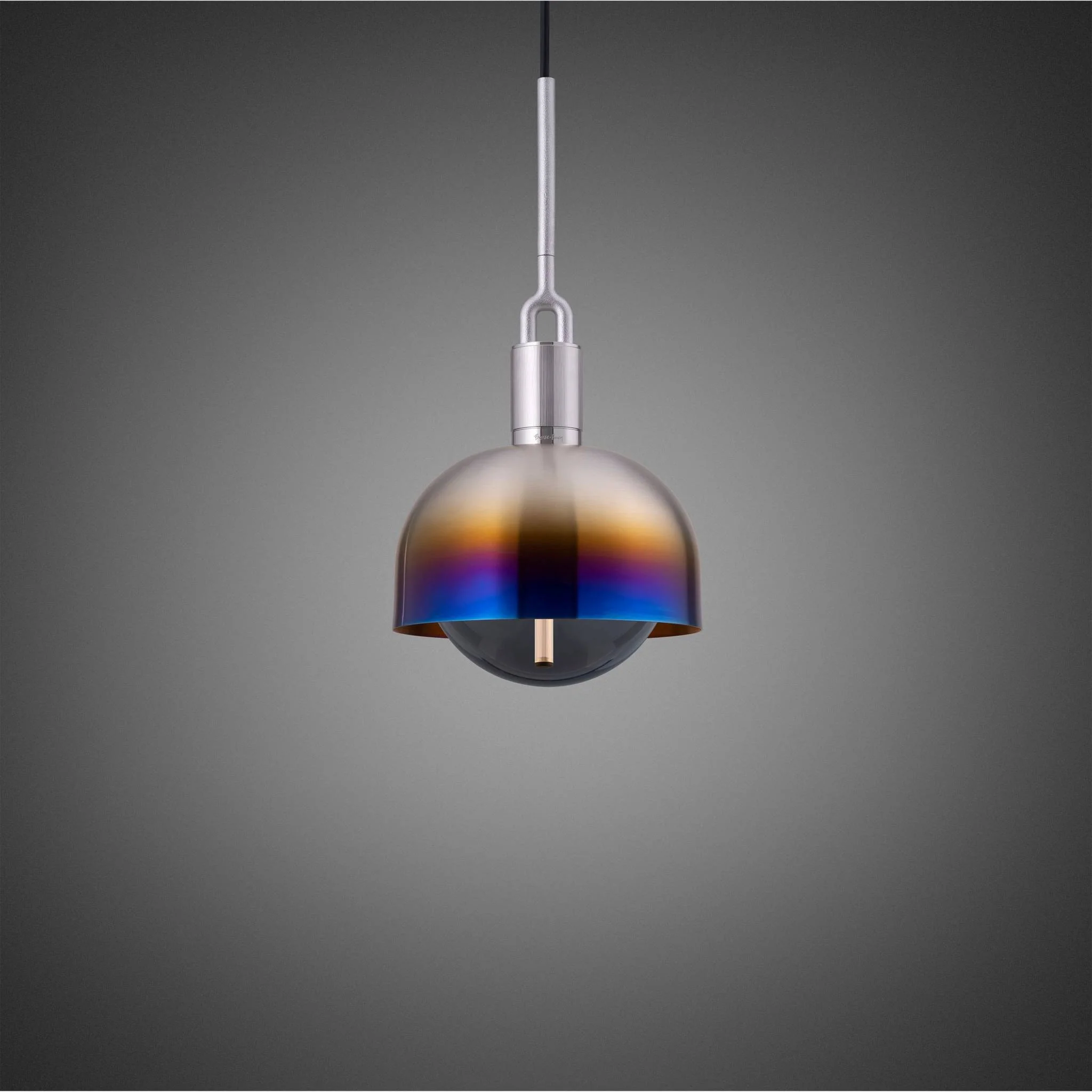 FORKED PENDANT LINEAR Pendelleuchte mit rauchglasfarbenem Glaskugelschirm in SMOKED MEDIUM