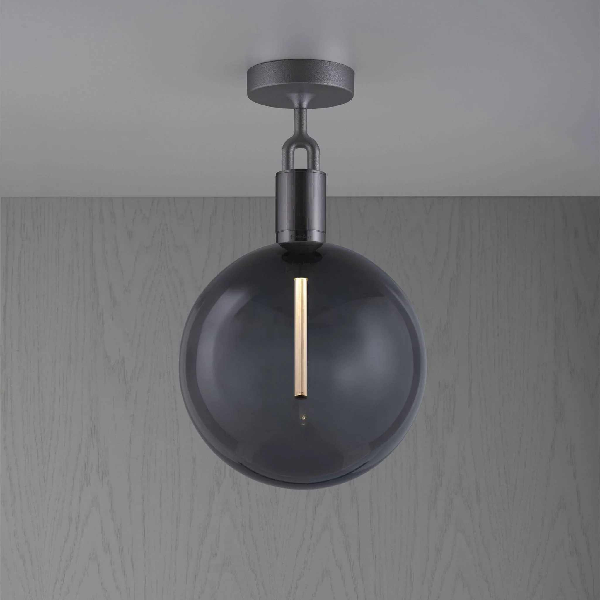 FORKED CEILING LINEAR plafondlamp met gerookte bol, groot