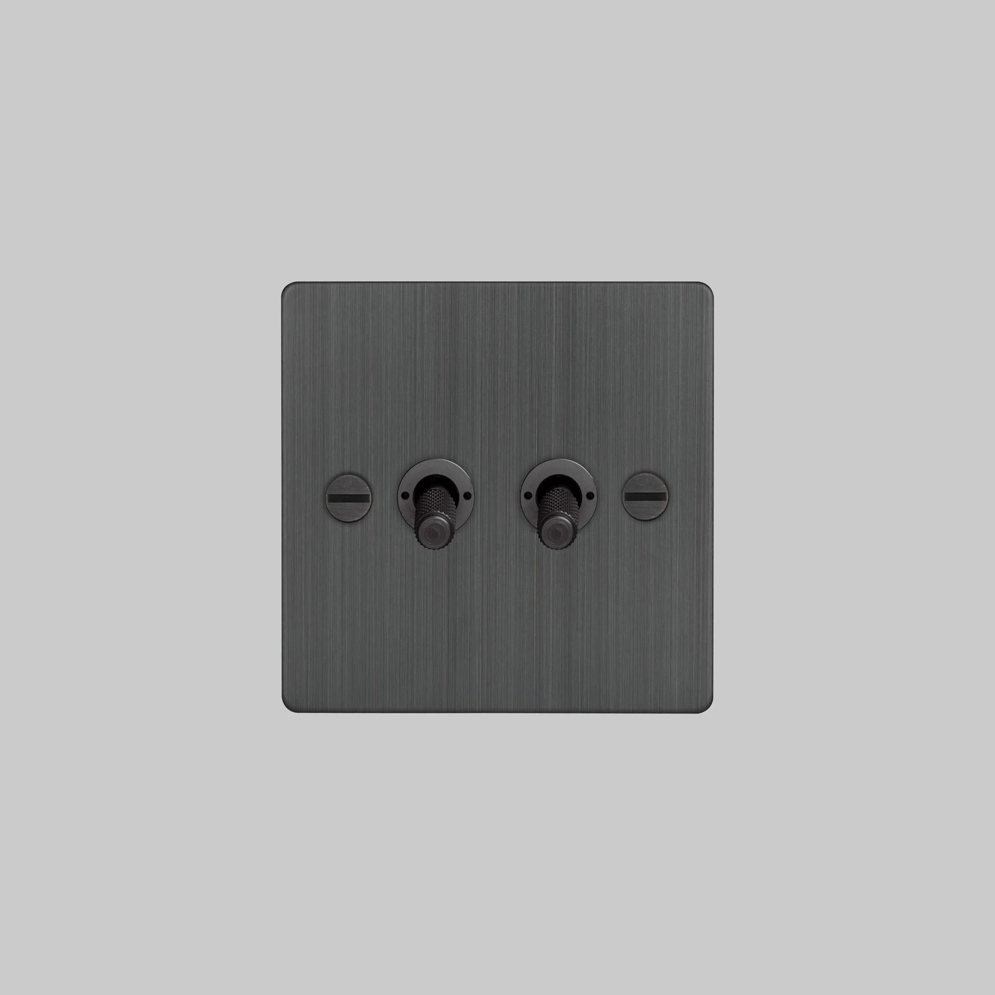 2G TOGGLE / 2-WAY / CROSS / SMOKED BRONZE Double Toggle Switch in Solid Metal