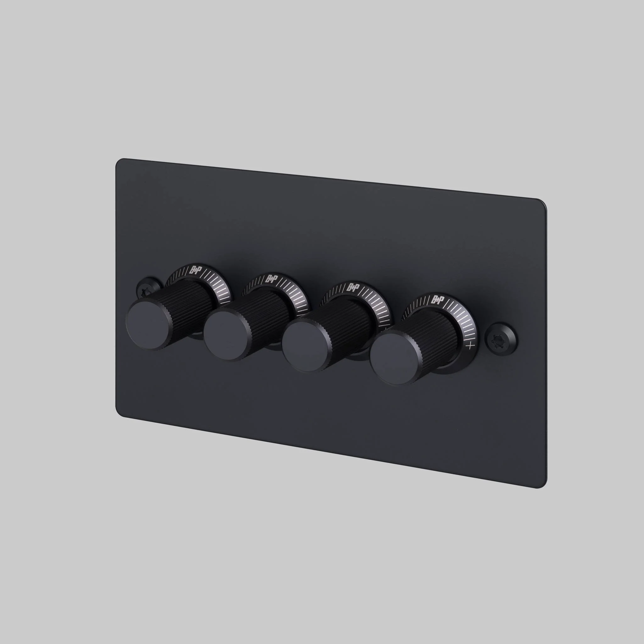 4G DIMMER / 120W / LINEAR Zwarte lineaire dimmerschakelaar in massief metaal